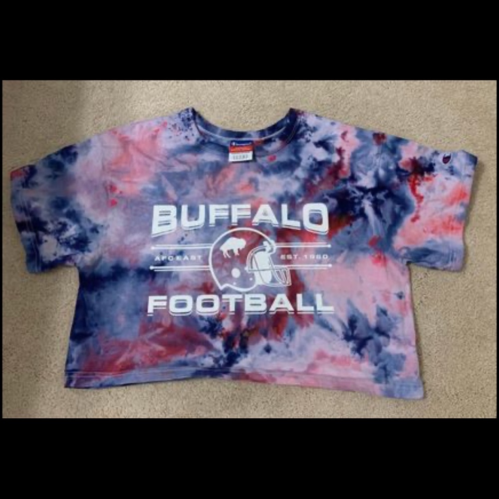 Brand New Bleached by Abigail Lee Buffalo Bills Tye Dye Crop